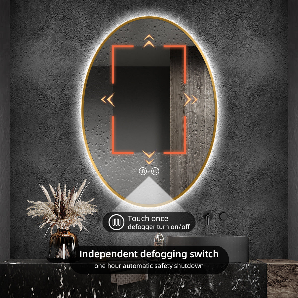 Bathroom Mirror, Memory, Infrared Motion Sensor Vanity Mirror with 3 Backlit 2 Lighted,