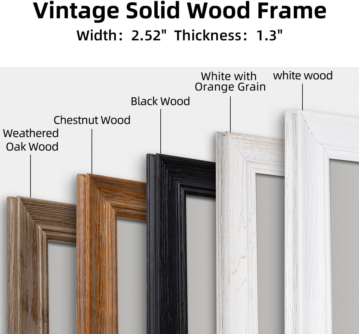 24" x 36" Rustic Wooden Framed Wall Mirror for Bathroom, White Wood Bathroom Vanity Rectangle Mirror for Over Sink, Waterproof, Decor Living Room, Bedroom, Entryway, Horizontal/Vertical