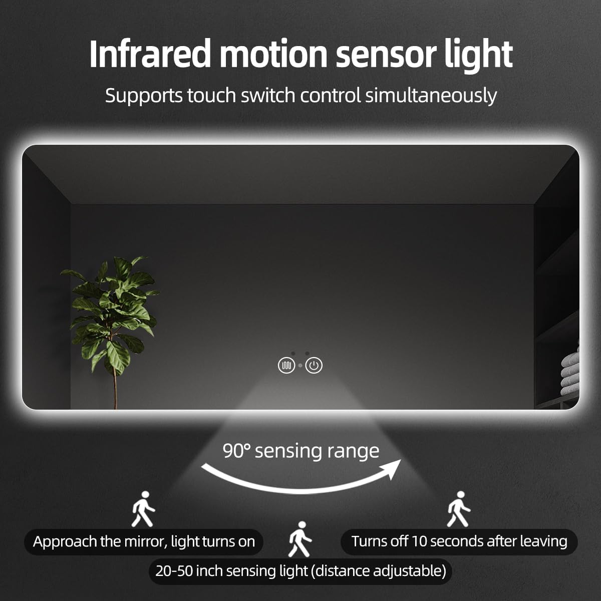 LED Bathroom Mirror with Lights, Ultra-Clear, Shatter-Proof, 36"x28" Smart Bathroom Mirror with Auto Sensor Lights, Anti-Fog, Bathroom Wall Mounted Mirror, Stepless Dimmable, Memory