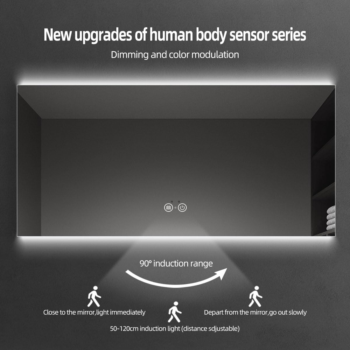 LED Backlit Bathroom Mirror with Lights,3Color White/Warm/Natural,Anti-Fog Lighted Mirror,Dimmable,Vanity Mirror,Wall Mounted (36" L x 63" W)