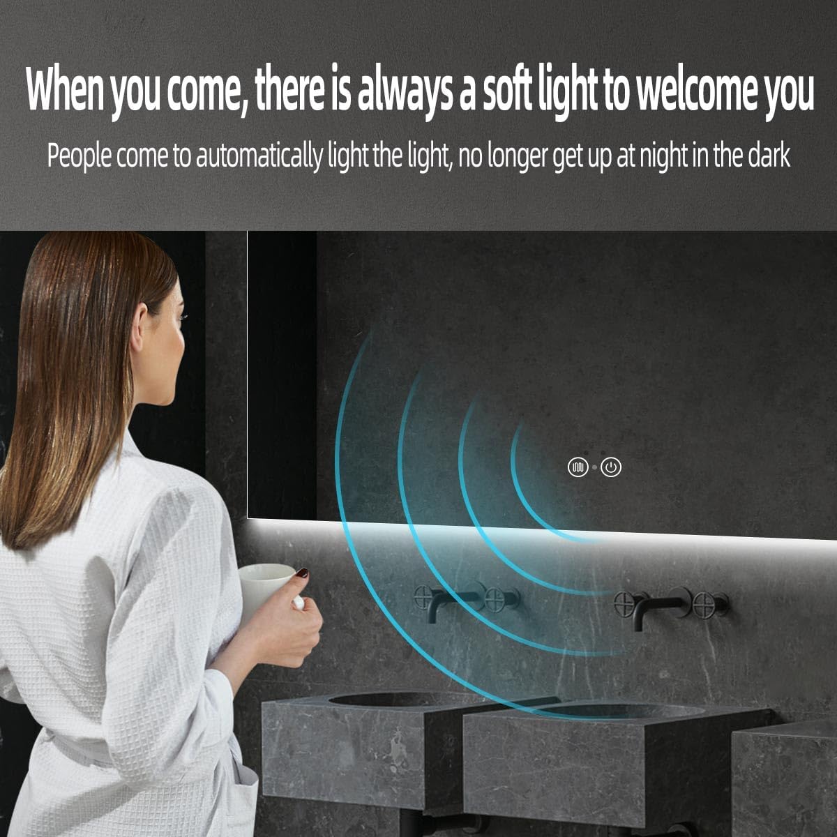LED Backlit Bathroom Mirror with Lights,3Color White/Warm/Natural,Anti-Fog Lighted Mirror,Dimmable,Vanity Mirror,Wall Mounted (36" L x 63" W)