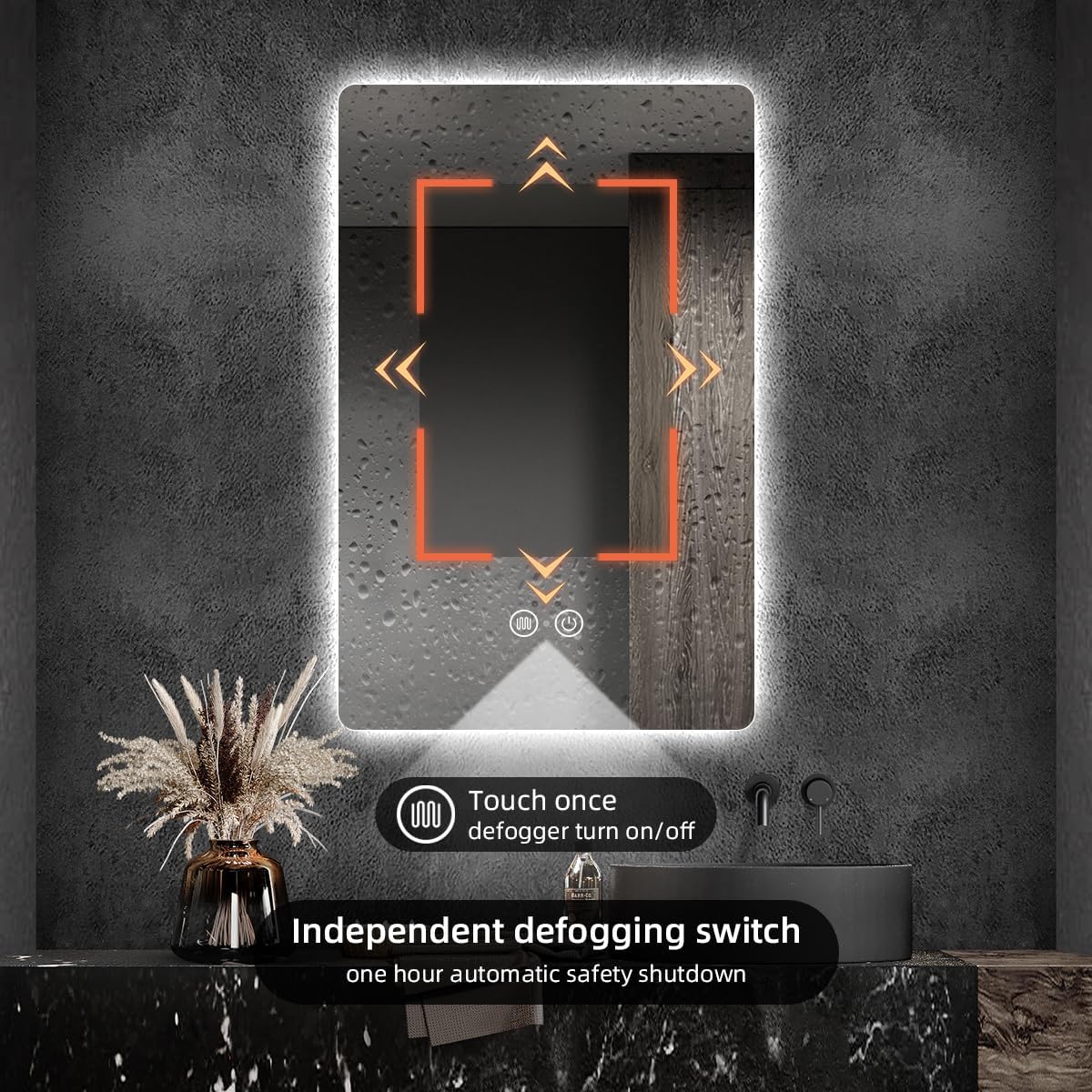 LED Bathroom Mirror with Lights, Ultra-Clear, Shatter-Proof, 36"x28" Smart Bathroom Mirror with Auto Sensor Lights, Anti-Fog, Bathroom Wall Mounted Mirror, Stepless Dimmable, Memory