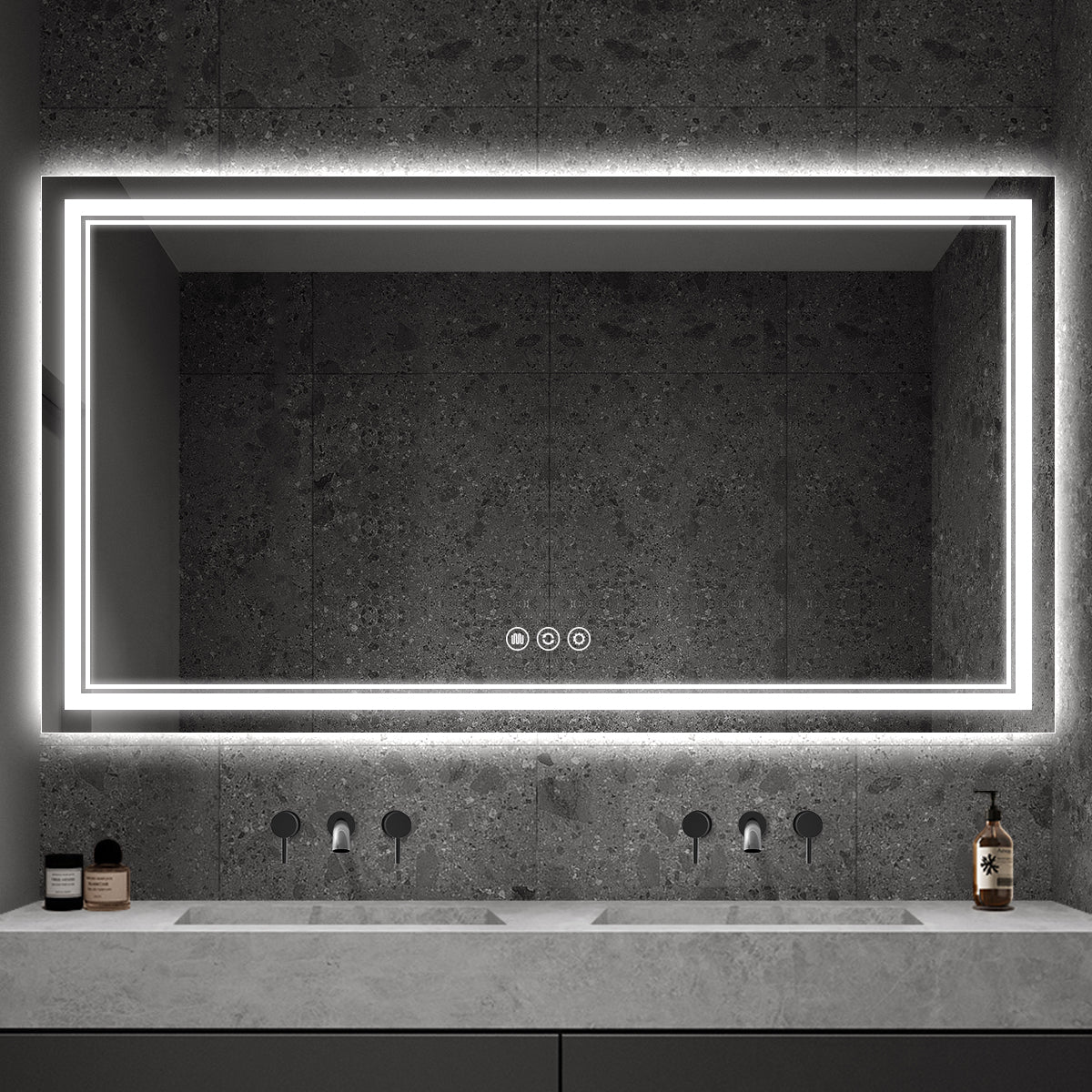 LED Backlit Bathroom Mirror with Anti-Fog, Touch Control & Dimmable Light | Wall Mounted Vanity Mirror for Bathroom Decor