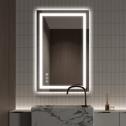 Modern Frameless LED Bathroom Mirror | Dimmable Light, Anti-Fog & Smart Touch Sensor