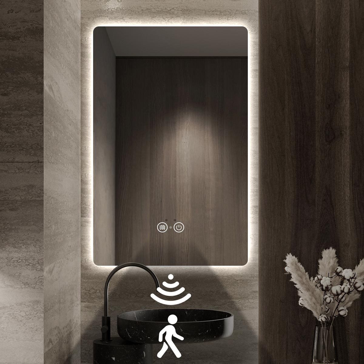 Frameless LED Bathroom Mirror with Motion Sensor & Anti-Fog – Touch Control Vanity Mirror
