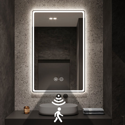 Bathroom Mirror, Memory, Infrared Motion Sensor Vanity Mirror with 3 Colors Backlit Lighted