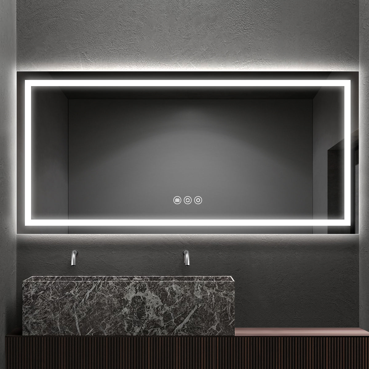 Modern Frameless LED Bathroom Mirror | Dimmable Light, Anti-Fog & Smart Touch Sensor