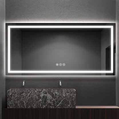 Modern Frameless LED Bathroom Mirror | Dimmable Light, Anti-Fog & Smart Touch Sensor