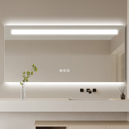 LED Top-Lit & Backlit Bathroom Mirror with Anti-Fog & Touch Control, Wall Mounted Vanity Mirror