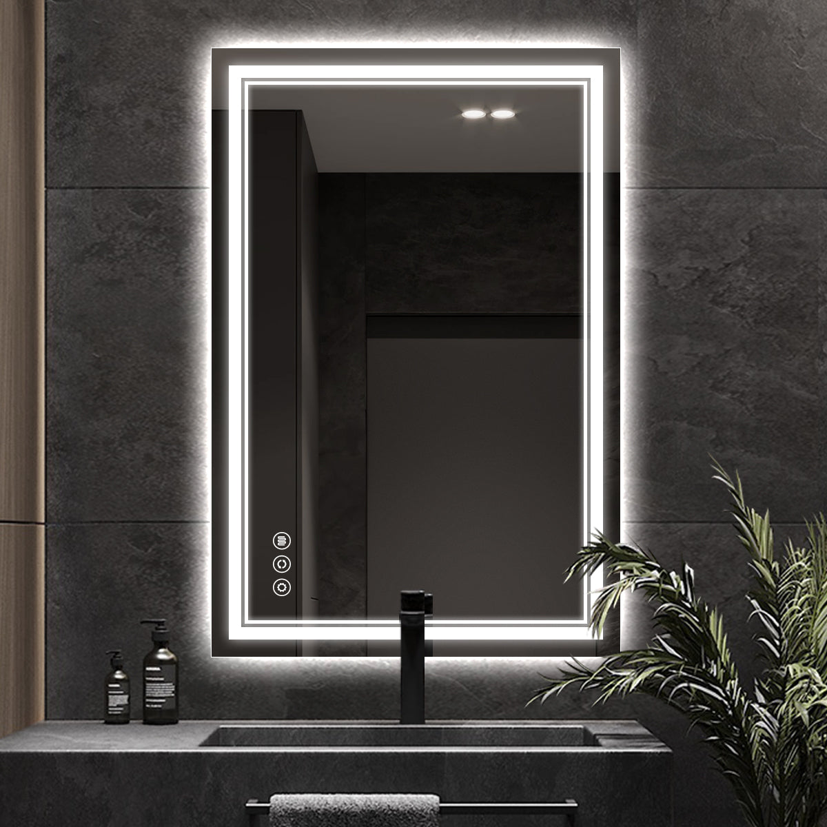 LED Backlit Bathroom Mirror with Anti-Fog, Touch Control & Dimmable Light | Wall Mounted Vanity Mirror for Bathroom Decor