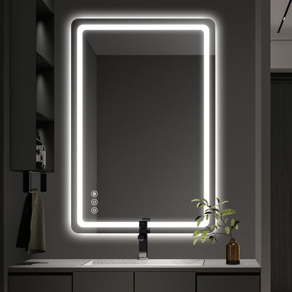 Vertical Frameless LED Backlit Bathroom Mirror with Anti-Fog & Touch Control, Wall Mounted Vanity Mirror