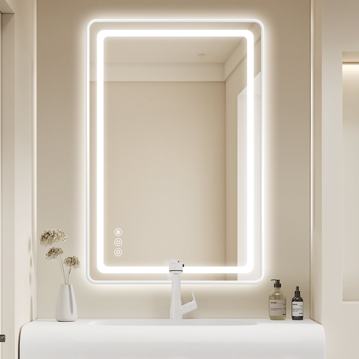 Sleek LED Bathroom Mirror with Backlit Lighting, Touch Sensor & Anti-Fog Function