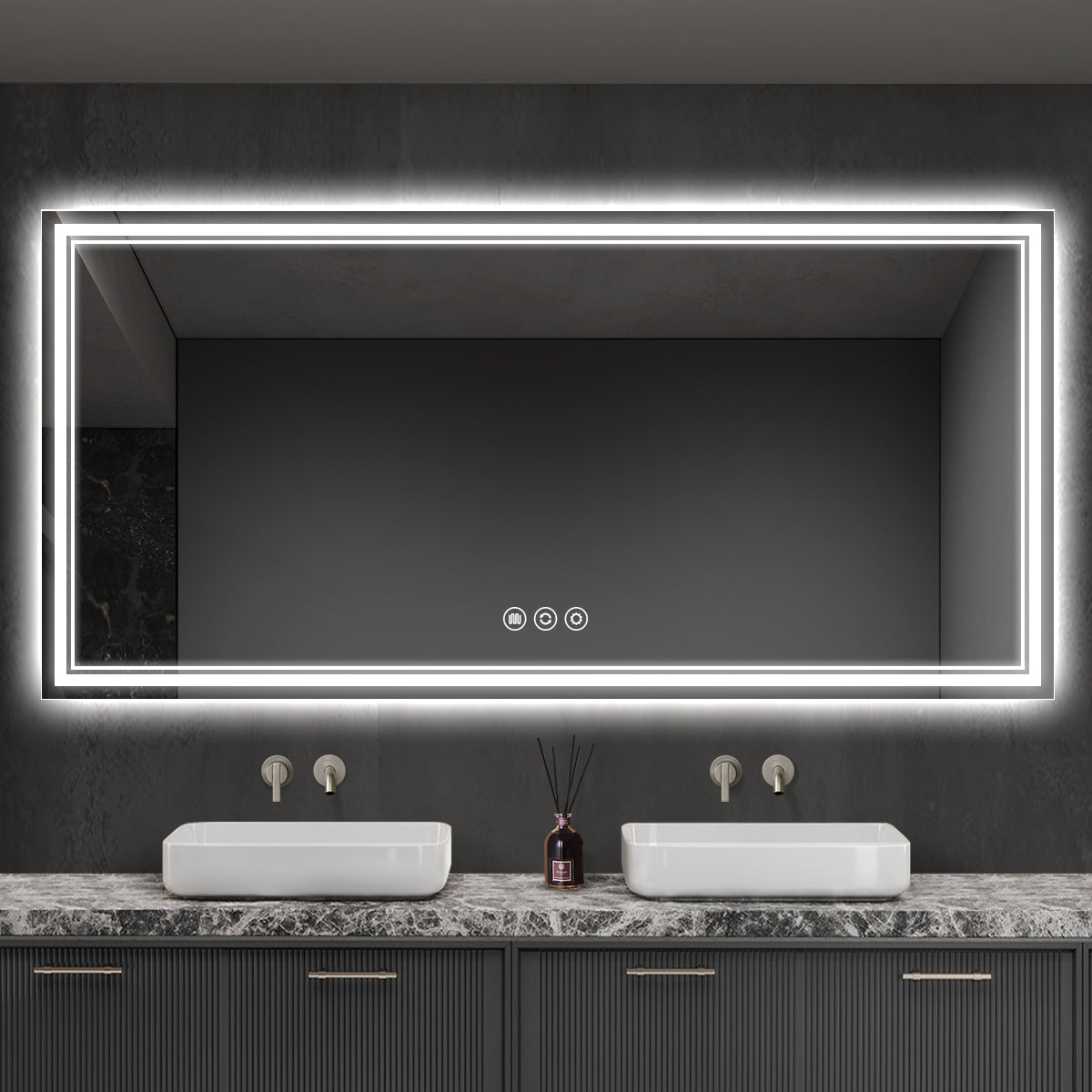 LED Backlit Bathroom Mirror with Anti-Fog, Touch Control & Dimmable Light | Wall Mounted Vanity Mirror for Bathroom Decor