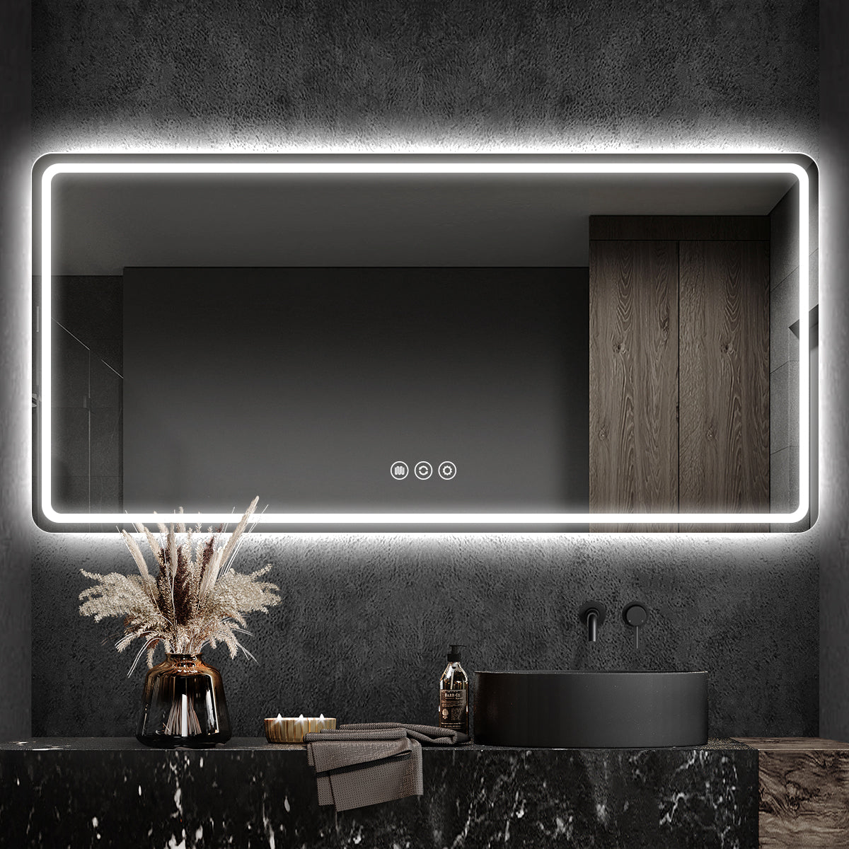Vertical Frameless LED Backlit Bathroom Mirror with Anti-Fog & Touch Control, Wall Mounted Vanity Mirror