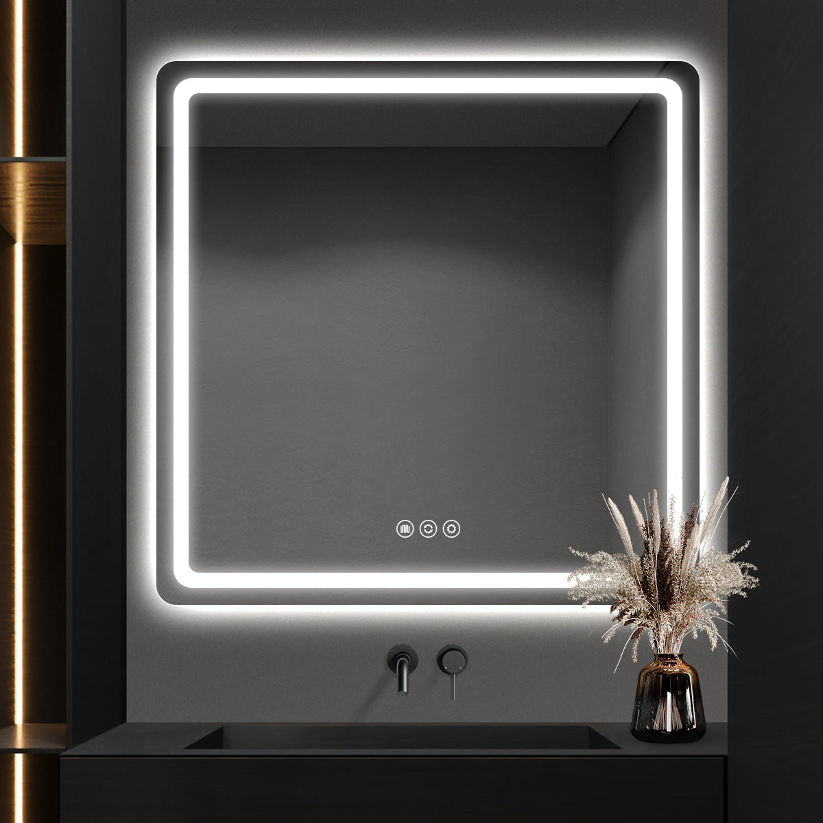 Vertical Frameless LED Backlit Bathroom Mirror with Anti-Fog & Touch Control, Wall Mounted Vanity Mirror