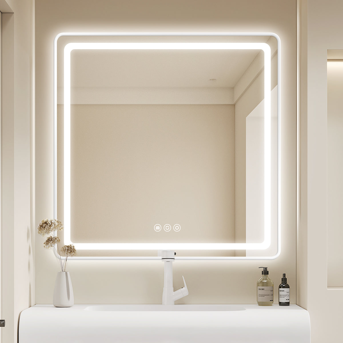 Sleek LED Bathroom Mirror with Backlit Lighting, Touch Sensor & Anti-Fog Function