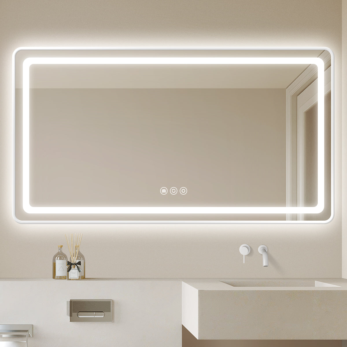 Sleek LED Bathroom Mirror with Backlit Lighting, Touch Sensor & Anti-Fog Function