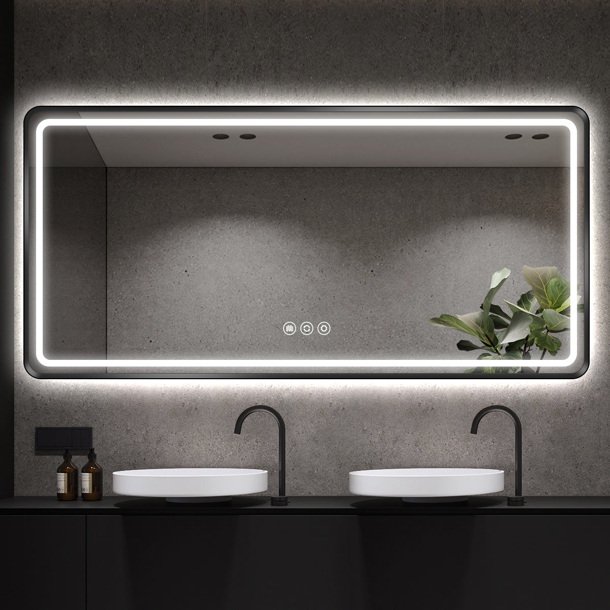 Modern Rectangular LED Bathroom Mirror | Anti-Fog, Dimmable Light, Touch Sensor