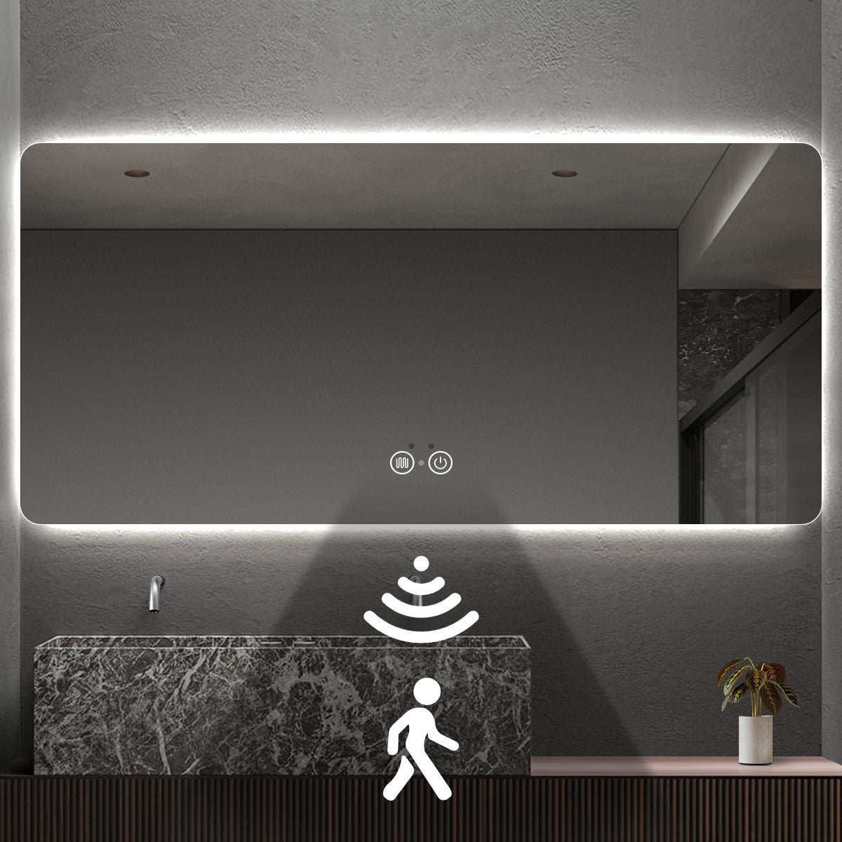 Frameless LED Bathroom Mirror with Motion Sensor & Anti-Fog – Touch Control Vanity Mirror