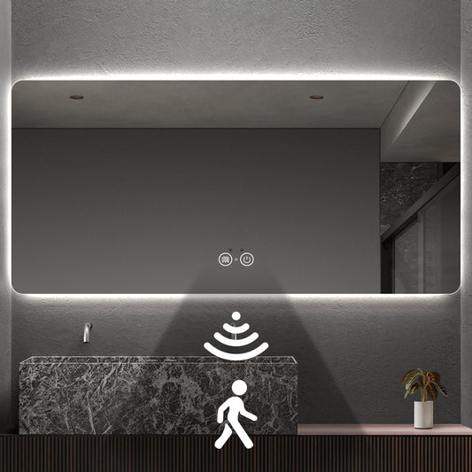 Frameless LED Bathroom Mirror with Motion Sensor & Anti-Fog – Touch Control Vanity Mirror