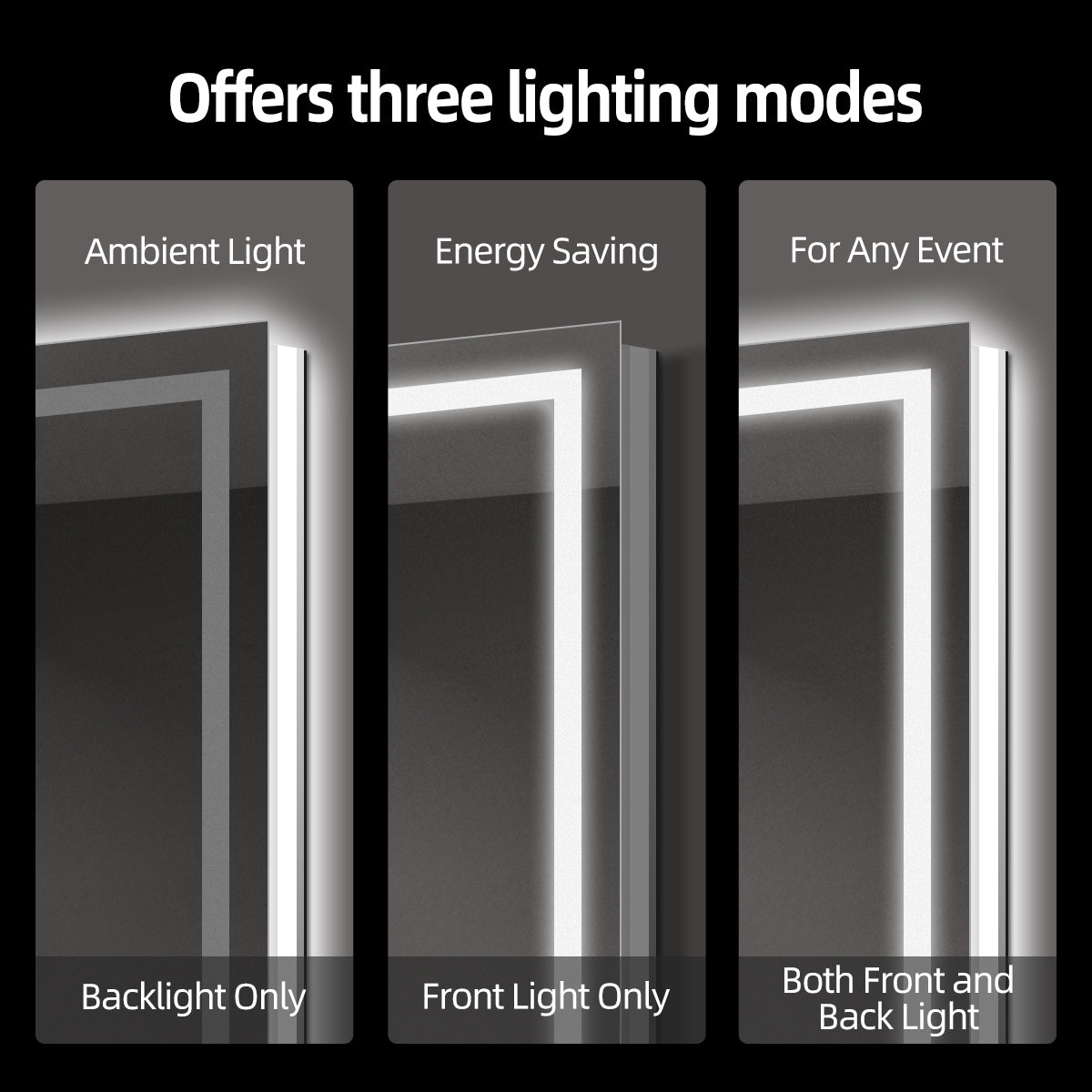 Modern Frameless LED Bathroom Mirror | Dimmable Light, Anti-Fog & Smart Touch Sensor