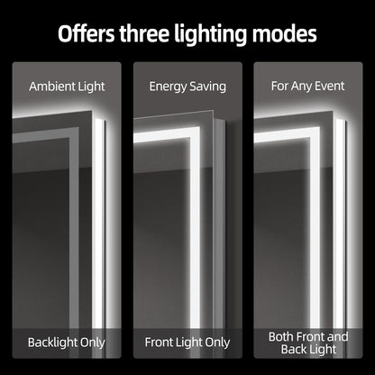 Modern Frameless LED Bathroom Mirror | Dimmable Light, Anti-Fog & Smart Touch Sensor