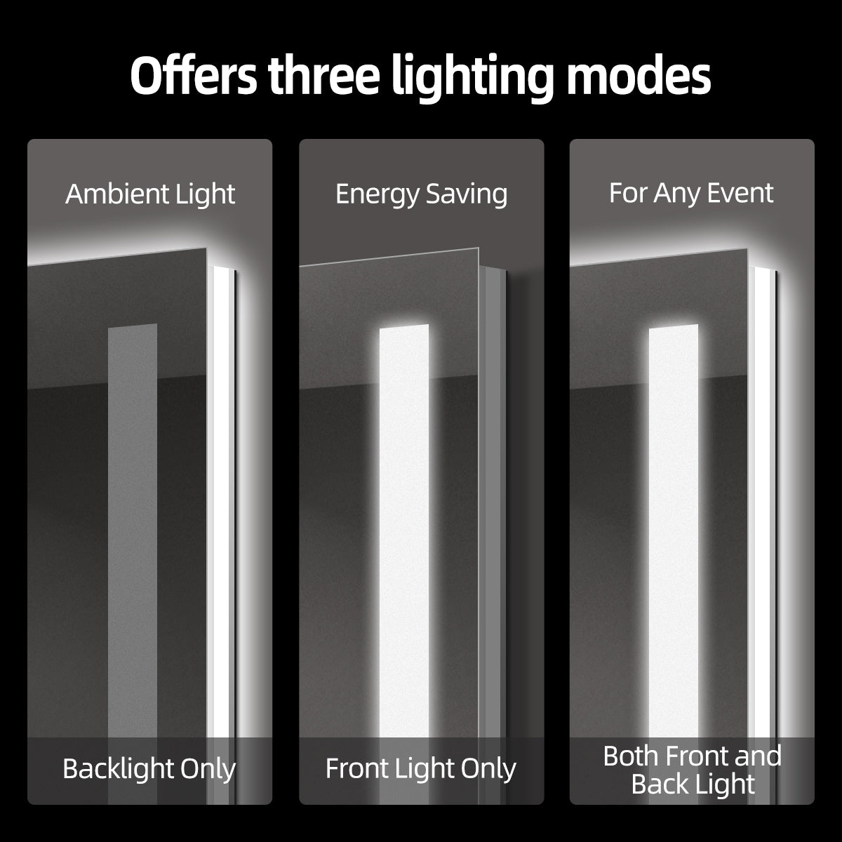 Modern Frameless LED Bathroom Mirror | Dual Side Lighting, Anti-Fog & Smart Touch Sensor