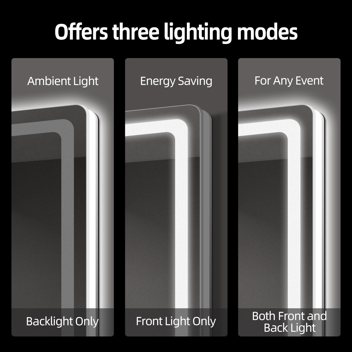 Vertical Frameless LED Backlit Bathroom Mirror with Anti-Fog & Touch Control, Wall Mounted Vanity Mirror