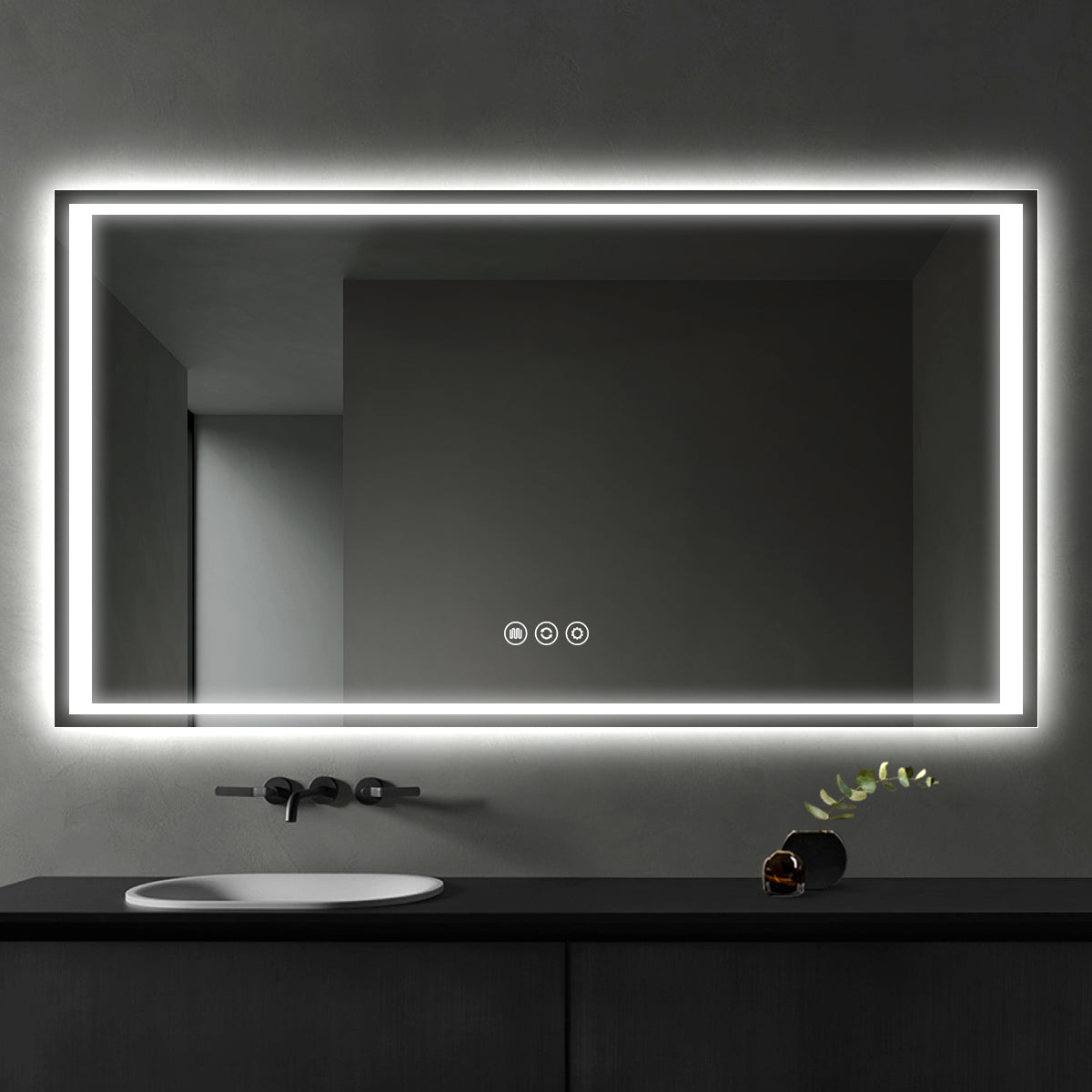 Frameless LED Backlit Bathroom Mirror with Anti-Fog & Touch Control, Wall Mounted Vanity Mirror