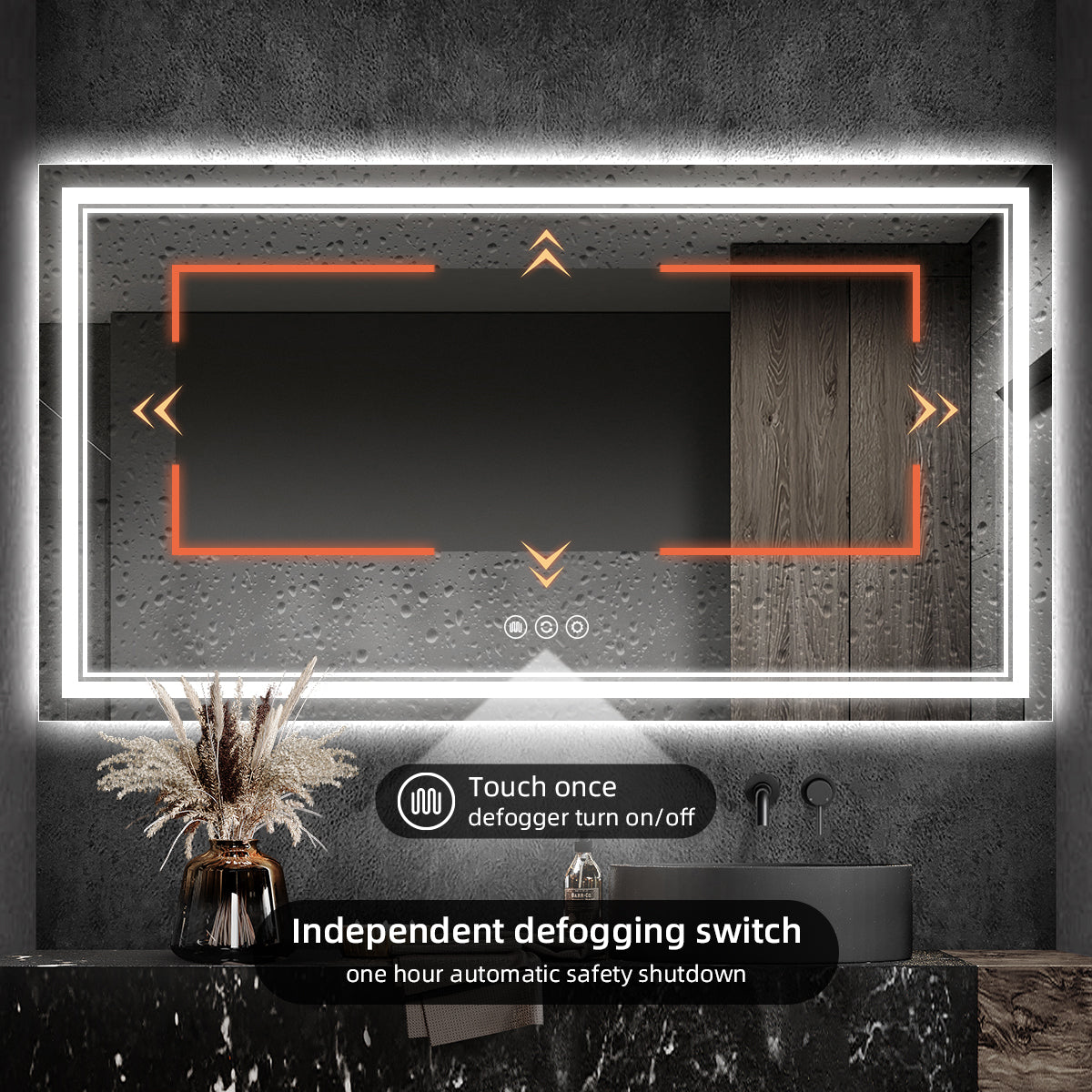 LED Backlit Bathroom Mirror with Anti-Fog, Touch Control & Dimmable Light | Wall Mounted Vanity Mirror for Bathroom Decor