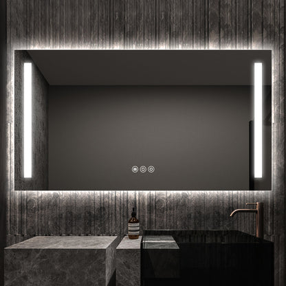 Modern Frameless LED Bathroom Mirror | Dual Side Lighting, Anti-Fog & Smart Touch Sensor