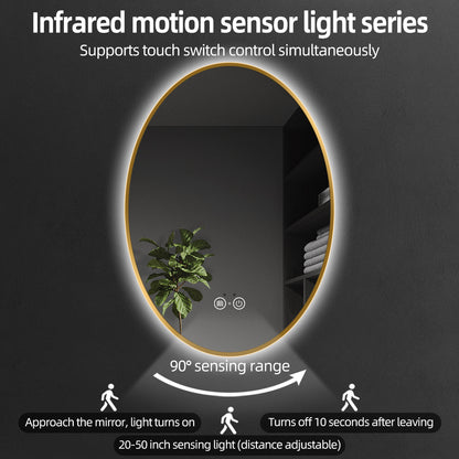 Bathroom Mirror, Memory, Infrared Motion Sensor Vanity Mirror with 3 Backlit 2 Lighted,