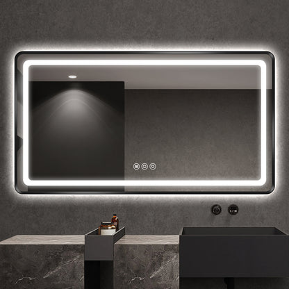 Modern Rectangular LED Bathroom Mirror | Anti-Fog, Dimmable Light, Touch Sensor