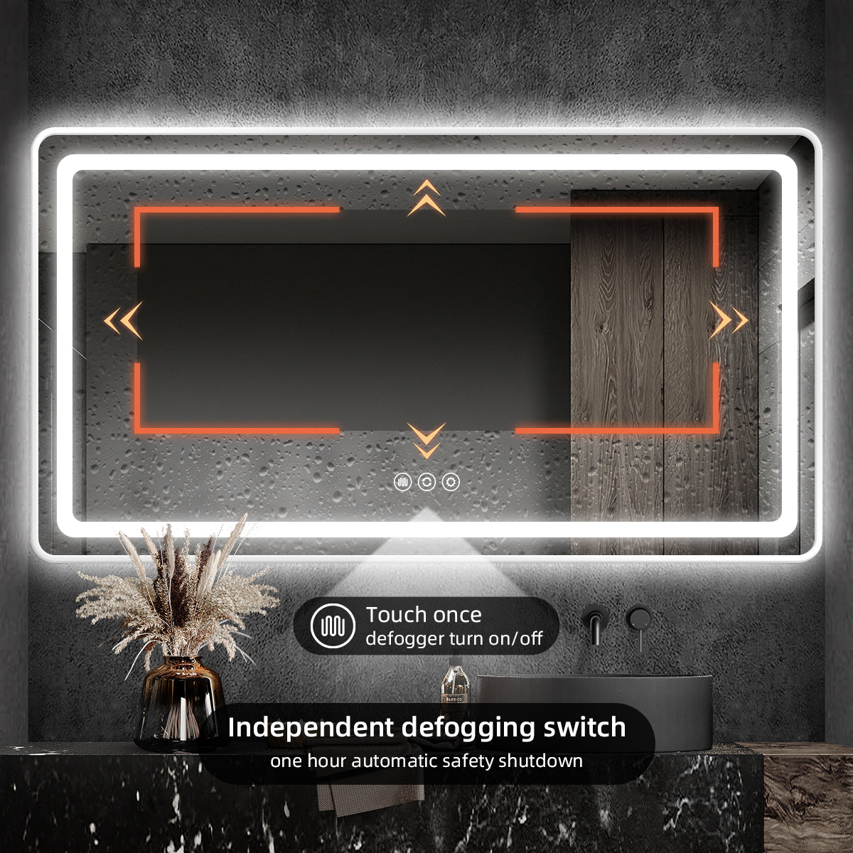 Sleek LED Bathroom Mirror with Backlit Lighting, Touch Sensor & Anti-Fog Function