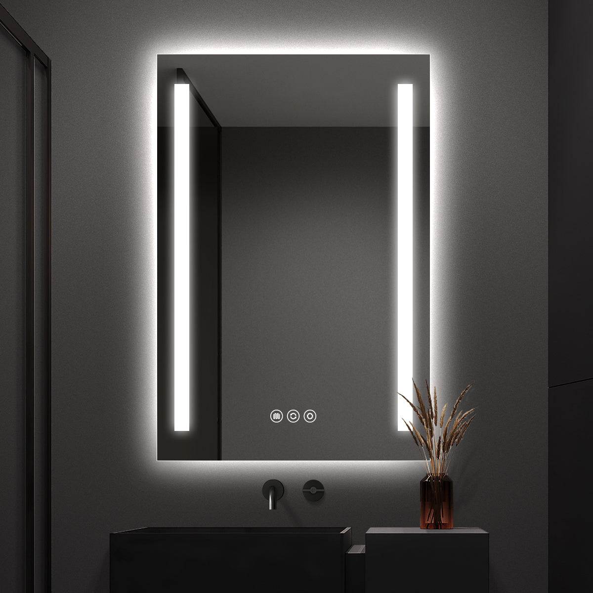 Modern Frameless LED Bathroom Mirror | Dual Side Lighting, Anti-Fog & Smart Touch Sensor