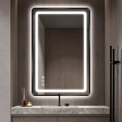 Modern Rectangular LED Bathroom Mirror | Anti-Fog, Dimmable Light, Touch Sensor