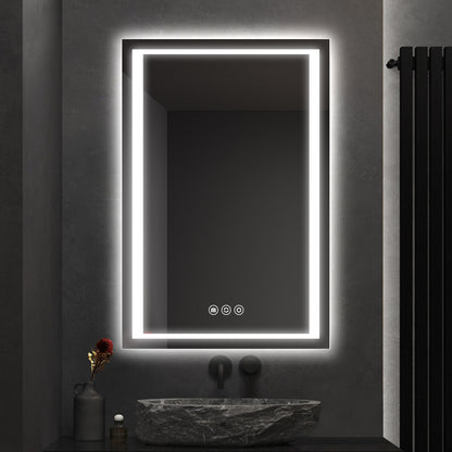 Frameless LED Backlit Bathroom Mirror with Anti-Fog & Touch Control, Wall Mounted Vanity Mirror