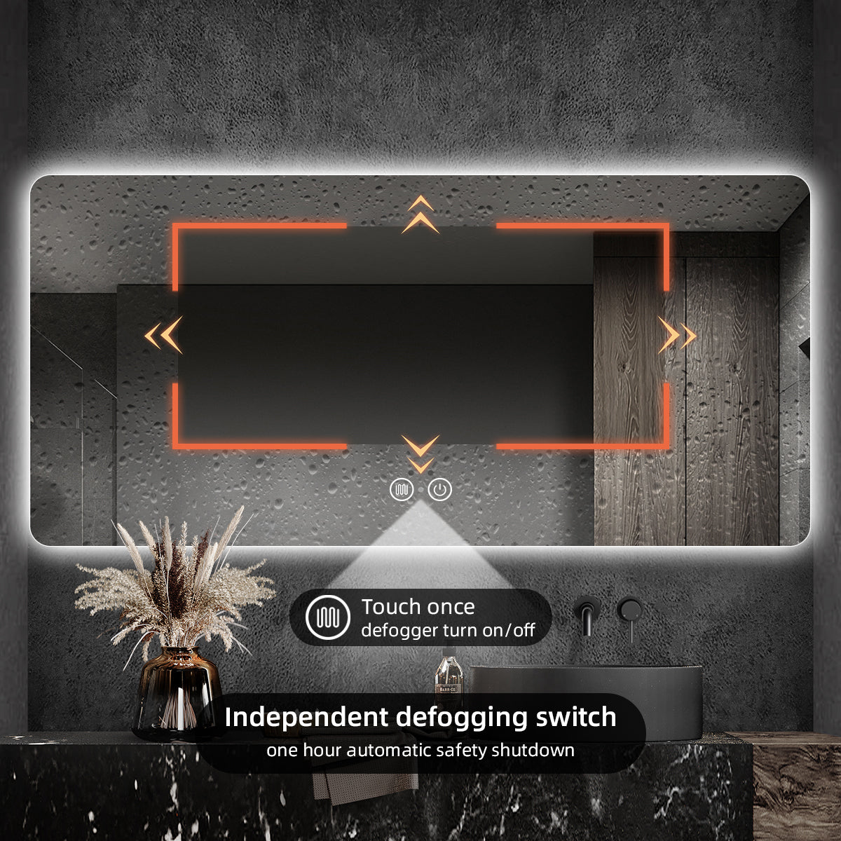 Frameless LED Bathroom Mirror with Motion Sensor & Anti-Fog – Touch Control Vanity Mirror