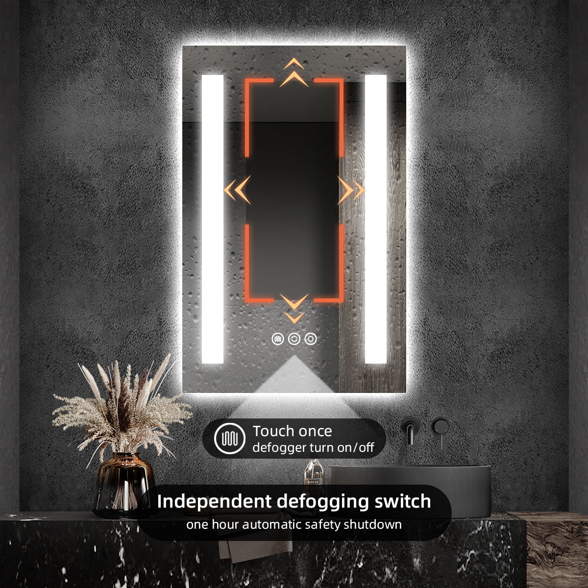 Modern Frameless LED Bathroom Mirror | Dual Side Lighting, Anti-Fog & Smart Touch Sensor