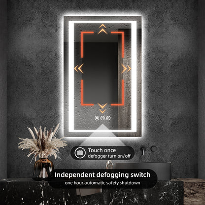 Frameless LED Backlit Bathroom Mirror with Anti-Fog & Touch Control, Wall Mounted Vanity Mirror