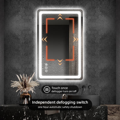 Vertical Frameless LED Backlit Bathroom Mirror with Anti-Fog & Touch Control, Wall Mounted Vanity Mirror