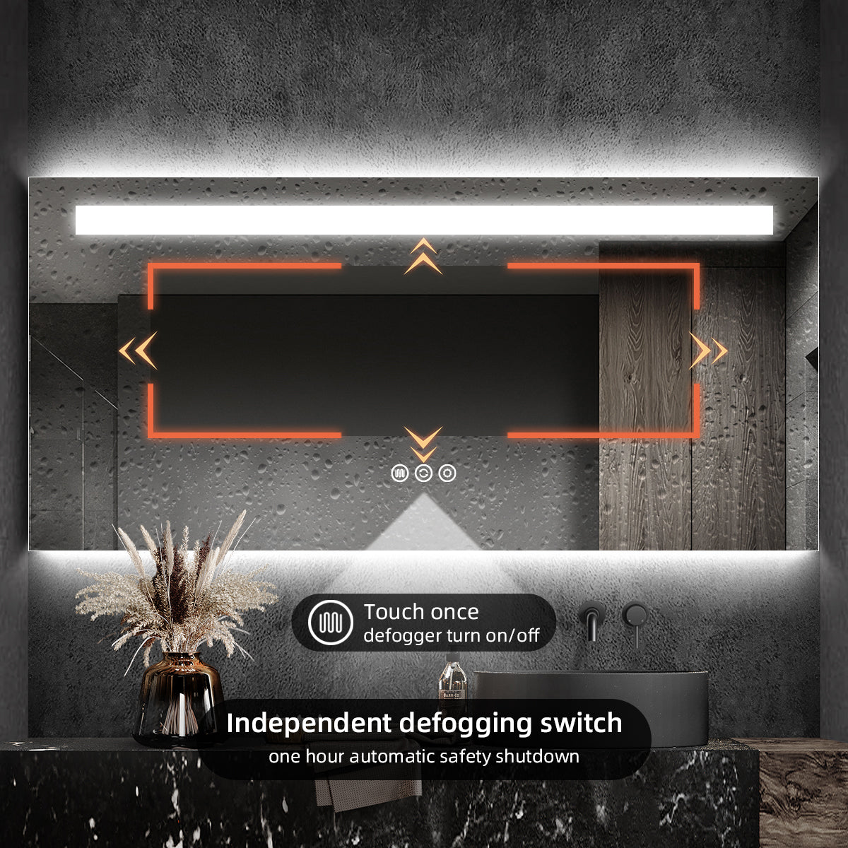 LED Top-Lit & Backlit Bathroom Mirror with Anti-Fog & Touch Control, Wall Mounted Vanity Mirror