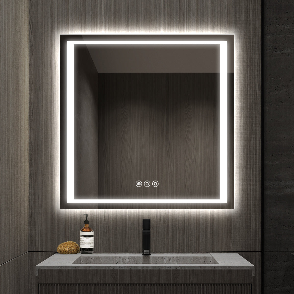 Frameless LED Backlit Bathroom Mirror with Anti-Fog & Touch Control, Wall Mounted Vanity Mirror