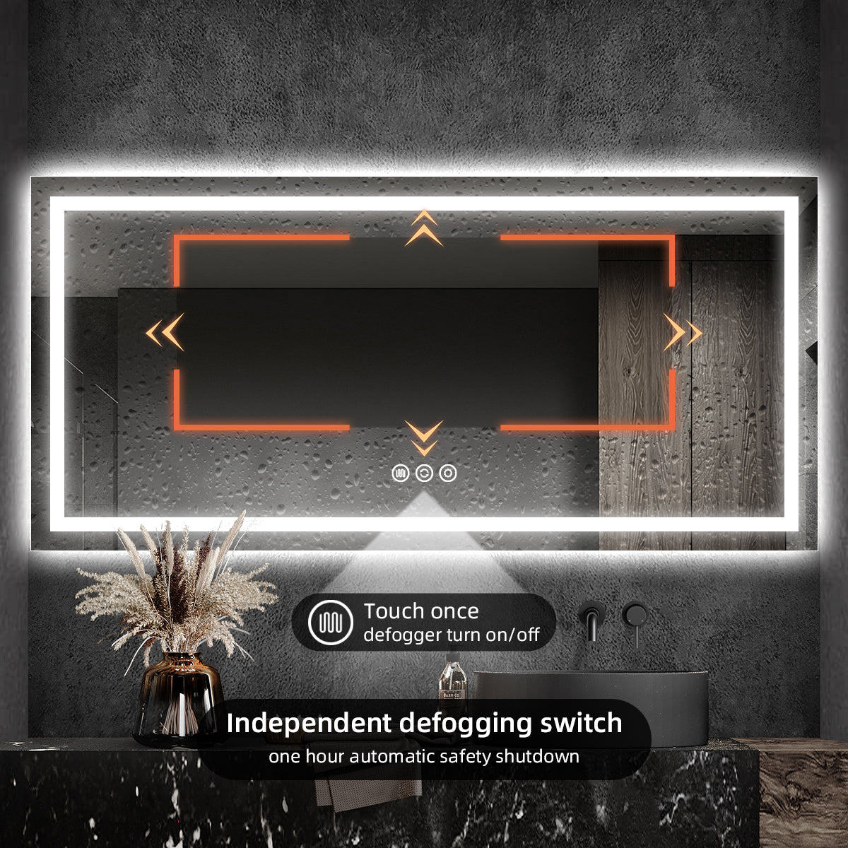 Modern Frameless LED Bathroom Mirror | Dimmable Light, Anti-Fog & Smart Touch Sensor