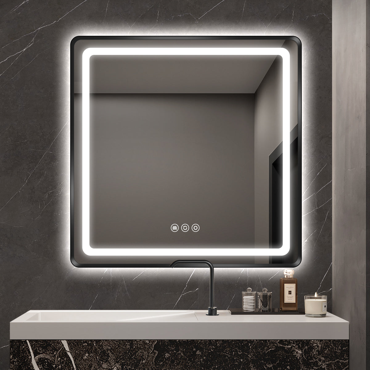 Modern Rectangular LED Bathroom Mirror | Anti-Fog, Dimmable Light, Touch Sensor