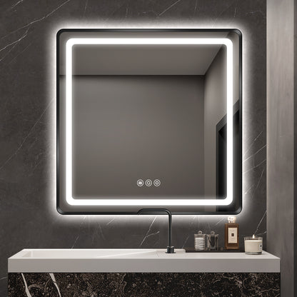 Modern Rectangular LED Bathroom Mirror | Anti-Fog, Dimmable Light, Touch Sensor