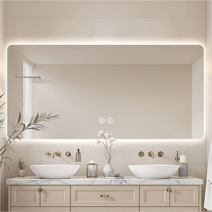 Frameless Backlit LED Bathroom Mirror with Touch Control & Anti-Fog