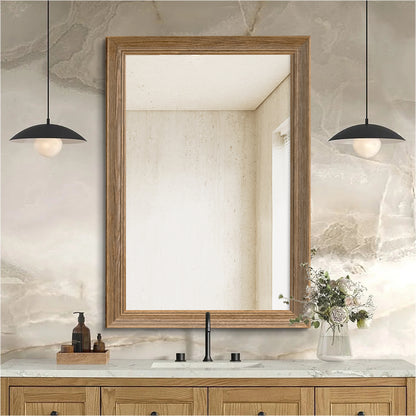 Rectangular Vintage Solid Wood Framed Bathroom Mirror