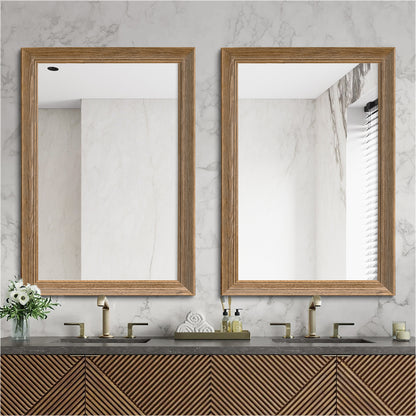 Rectangular Vintage Solid Wood Framed Bathroom Mirror