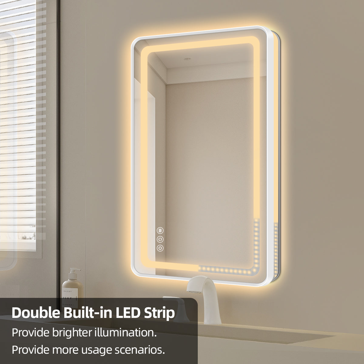 Sleek LED Bathroom Mirror with Backlit Lighting, Touch Sensor & Anti-Fog Function